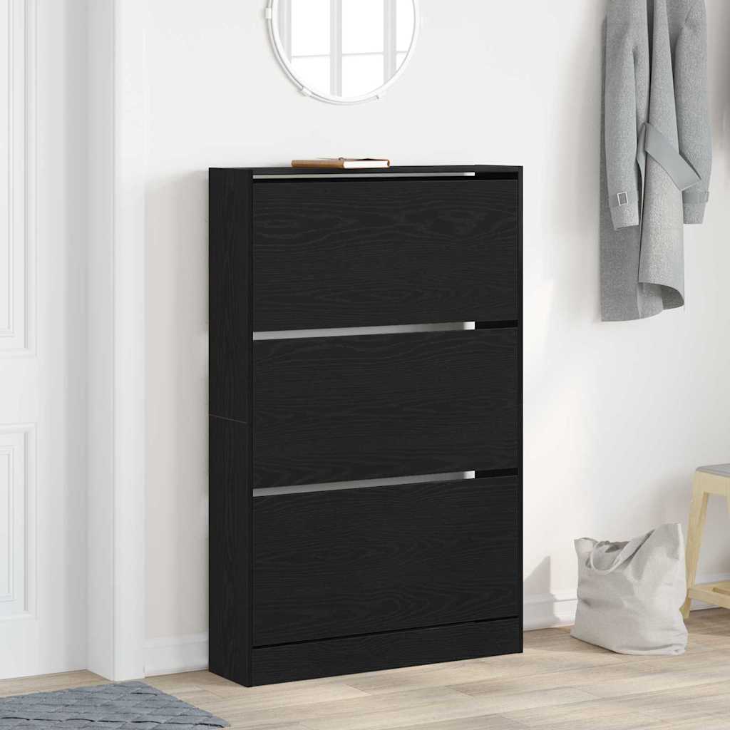 Cipőszekrény tárolóval Musta tammi 80 x 21 x 125.5 cm Faanyag
