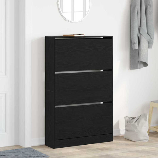 Cipőszekrény tárolóval Musta tammi 80 x 21 x 125.5 cm Faanyag