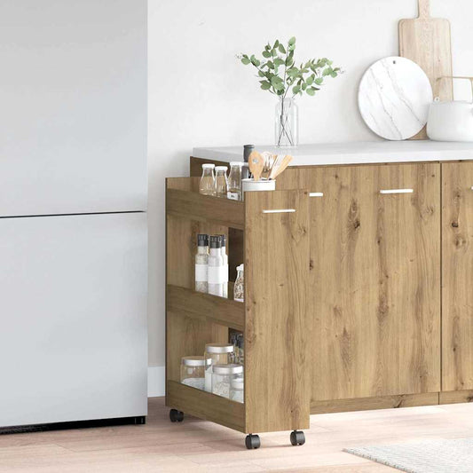 Cabinet kerékkel kézműves tölgy 60 x 22 x 79 cm Faanyag