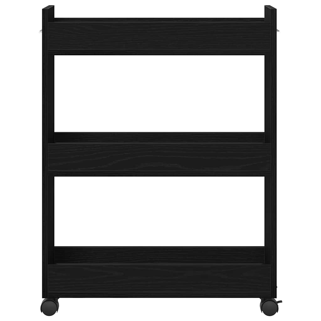 Cabinet kerékkel Musta tammi 60 x 22 x 79 cm Faanyag