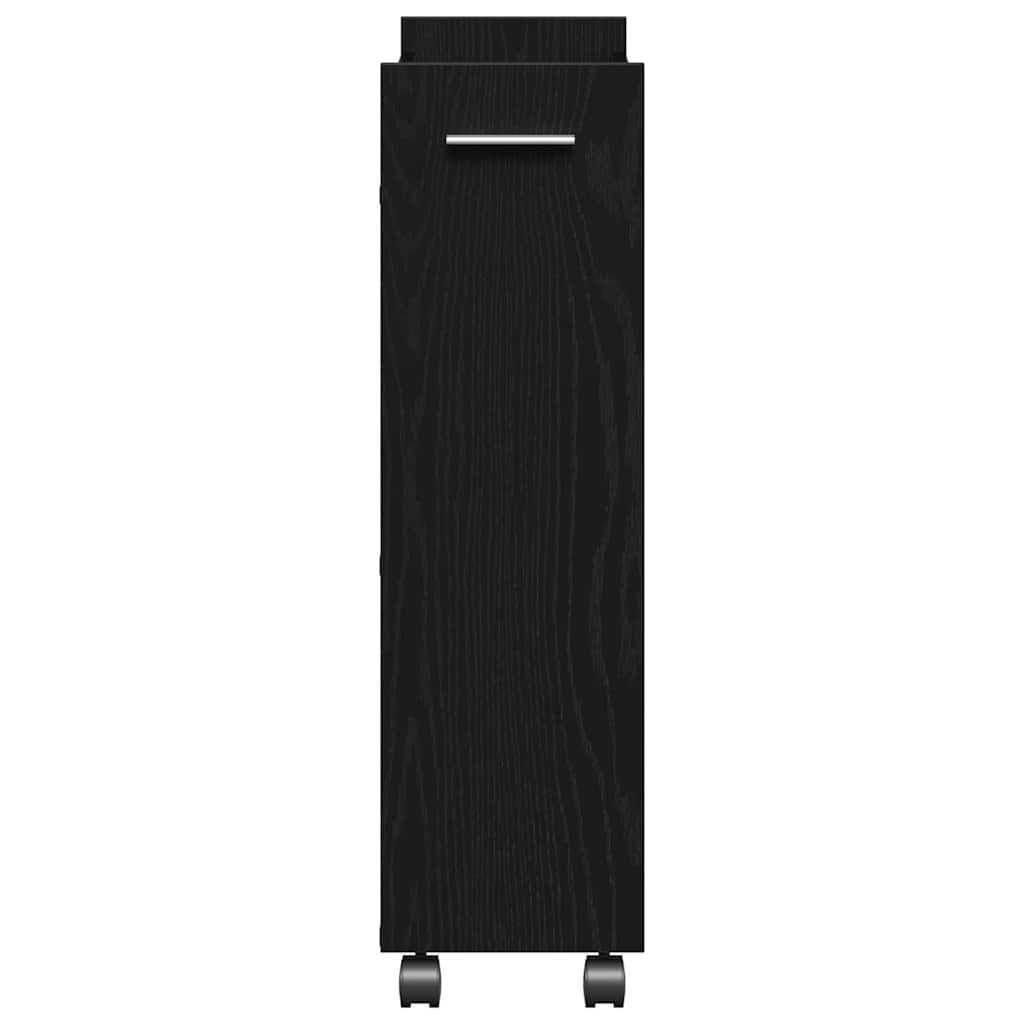 Cabinet kerékkel Musta tammi 60 x 22 x 79 cm Faanyag