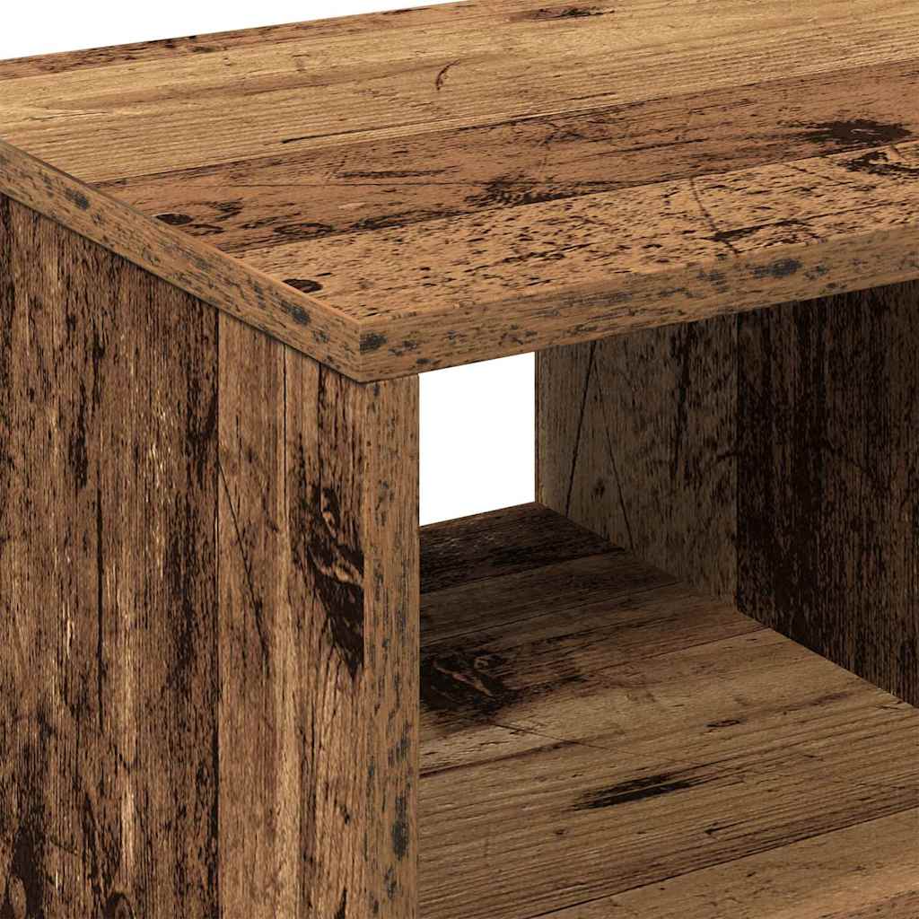 Oldalasztal polcokkal kerékkel Régi fa 50 x 30 x 55 cm Faanyag