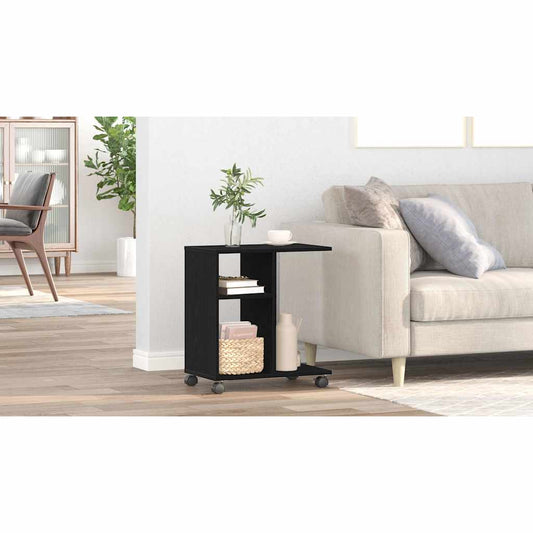 Oldalasztal polcokkal Musta tammi 50 x 30 x 55 cm Faanyag
