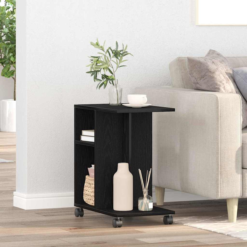 Oldalasztal polcokkal Musta tammi 50 x 30 x 55 cm Faanyag