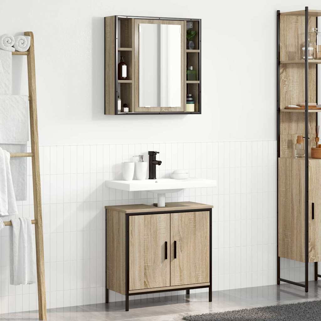 Fürdőszoba bútor szett 2 pcs Barna 60 x 30 x 60 cm Faanyag