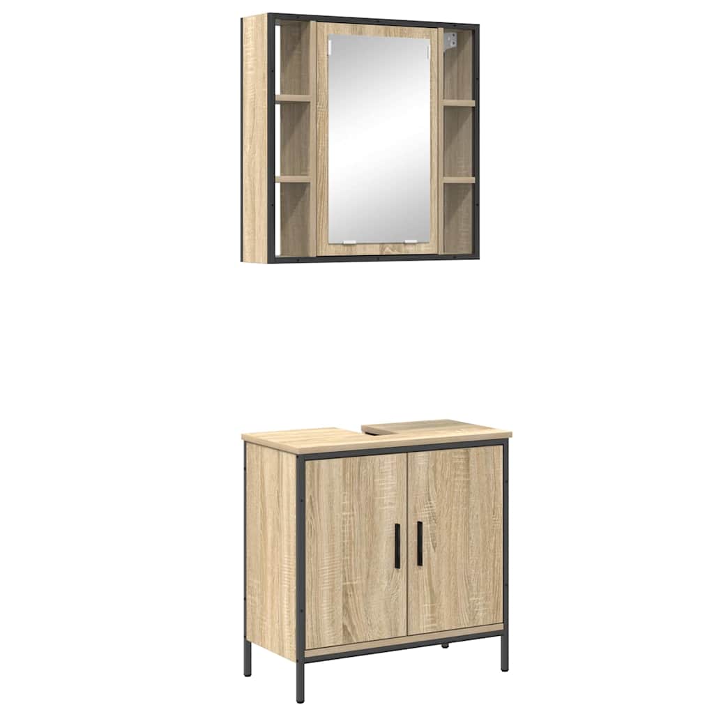 Fürdőszoba bútor szett 2 pcs Barna 60 x 30 x 60 cm Faanyag