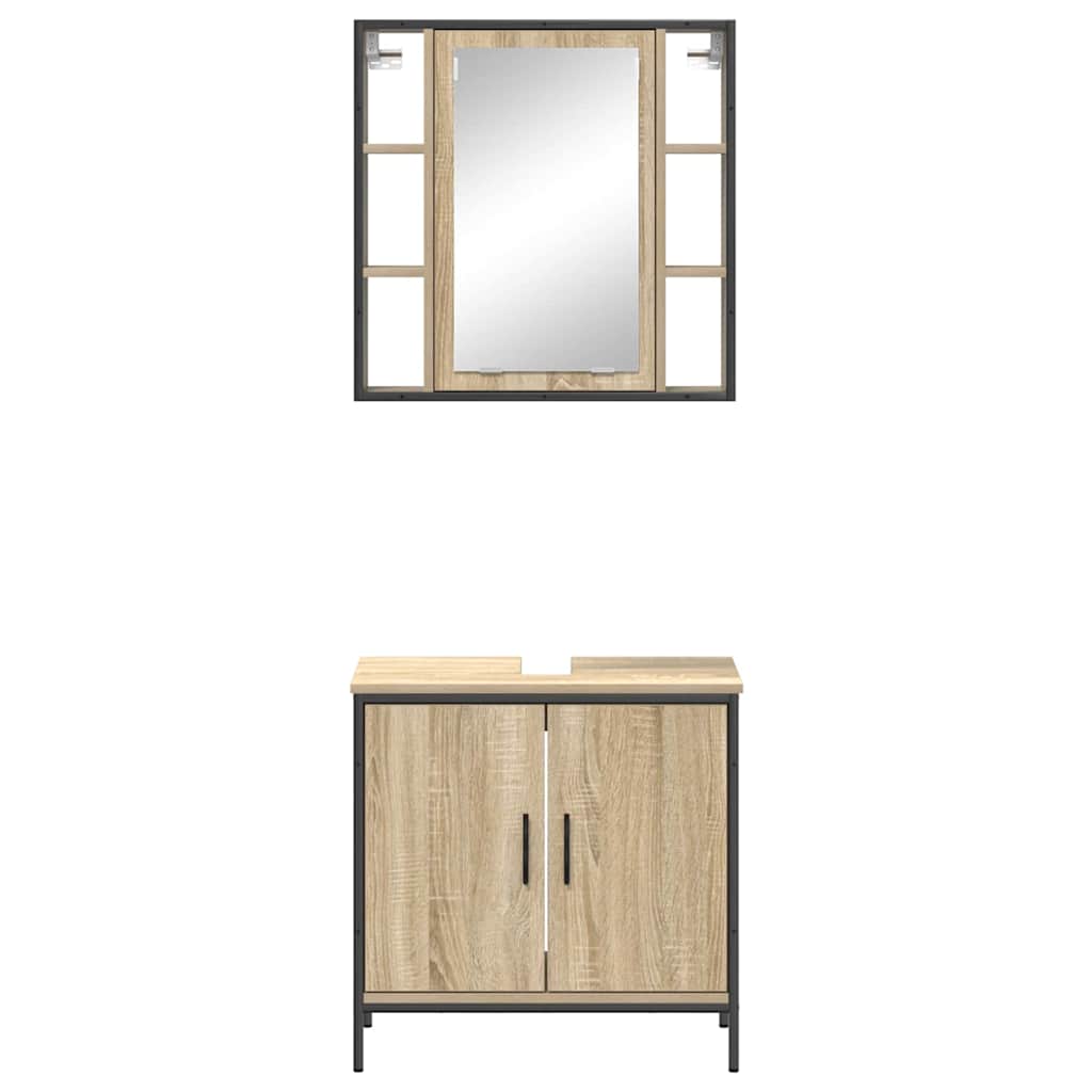 Fürdőszoba bútor szett 2 pcs Barna 60 x 30 x 60 cm Faanyag