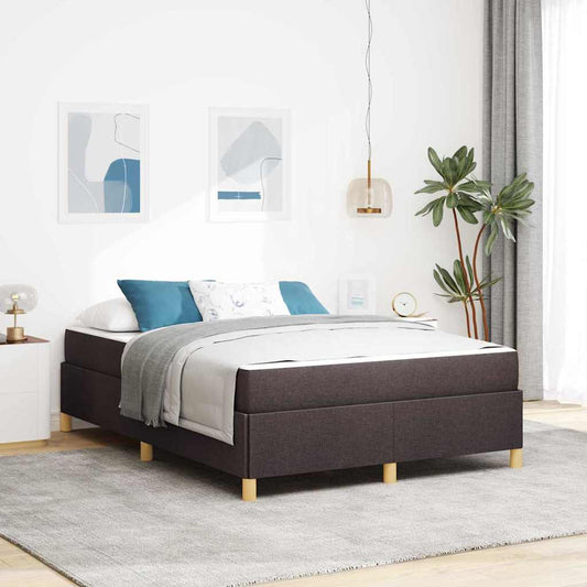Boxrugós ágy matracmal Sötétbarna és fehér 160 x 200 cm szövet