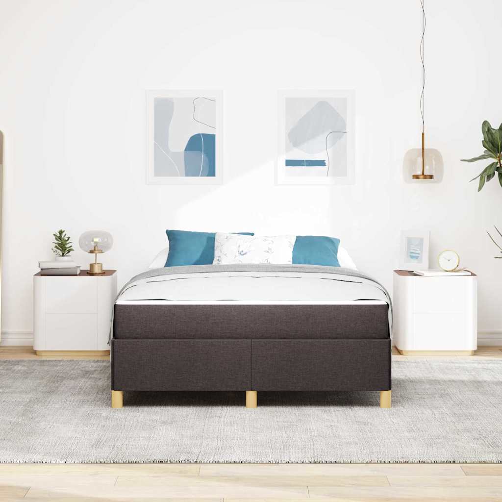 Boxrugós ágy matracmal Sötétbarna és fehér 160 x 200 cm szövet