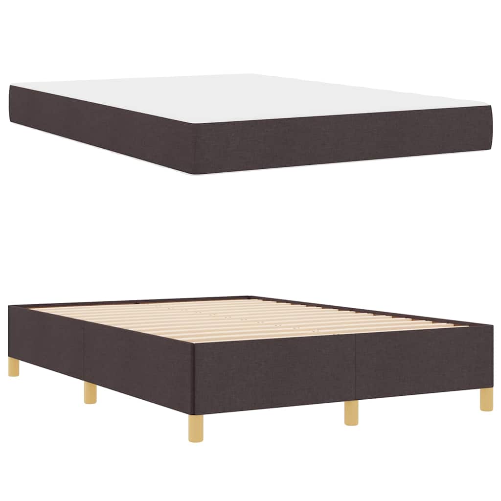 Boxrugós ágy matracmal Sötétbarna és fehér 160 x 200 cm szövet