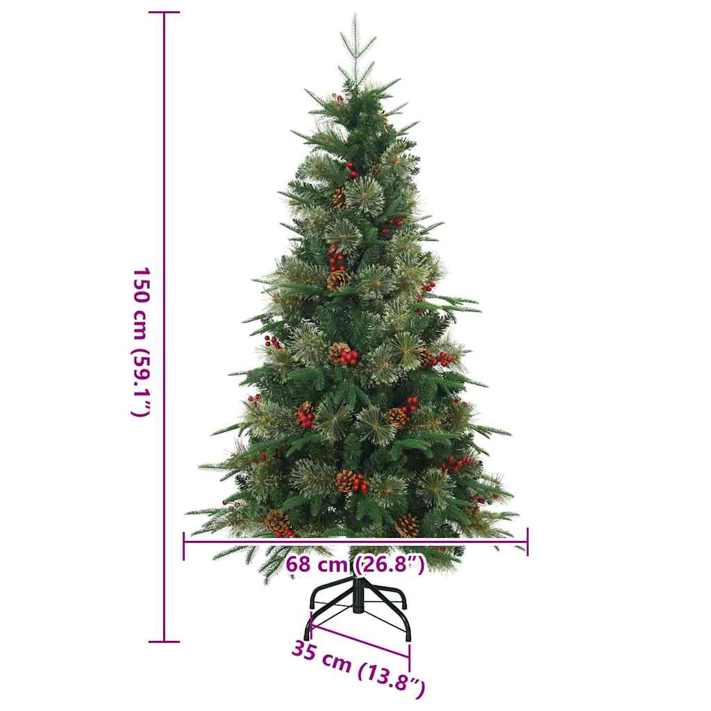 Műanyag Hajtogatós Karácsonyfa Zöld 150 cm PVC, PE és acél