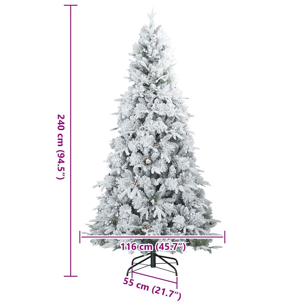 Műanyag Rugalmas Karácsonyfát Havas Flokkal Fehér 240 cm