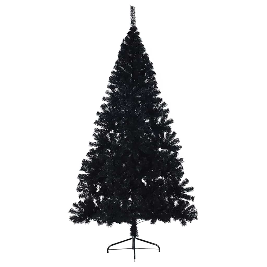 Műfenyő Elővilágított Karácsonyfa 300 LED-del Fekete 180 cm PVC