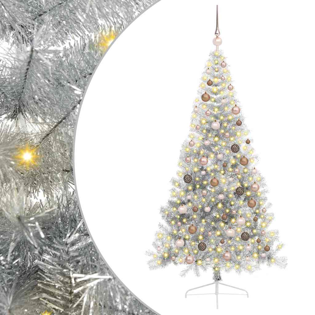 Mesterséges, előre világított karácsonyi fa Ezüst 210 cm PET