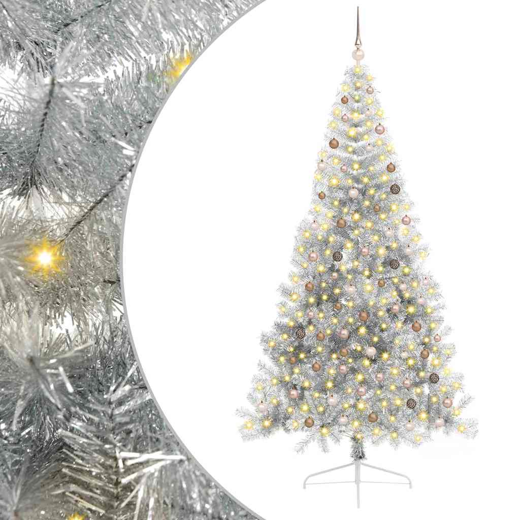 Mesterséges, előre világított karácsonyi fa Ezüst 240 cm PET