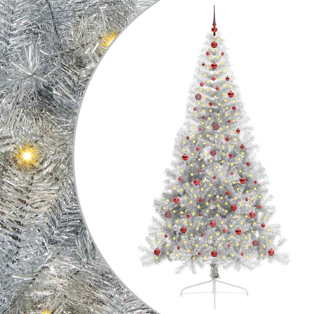 Mesterséges, előre világított karácsonyi fa Ezüst 240 cm PET