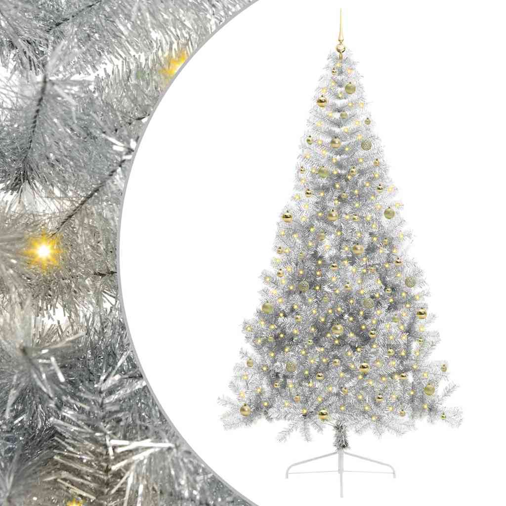Mesterséges, előre világított karácsonyi fa Ezüst 240 cm PET
