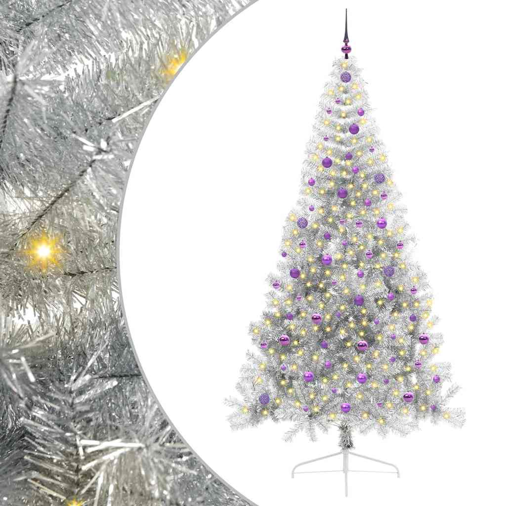 Mesterséges, előre világított karácsonyi fa Ezüst 240 cm PET