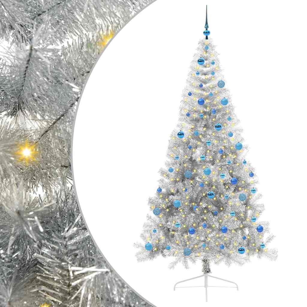 Mesterséges, előre világított karácsonyi fa Ezüst 240 cm PET