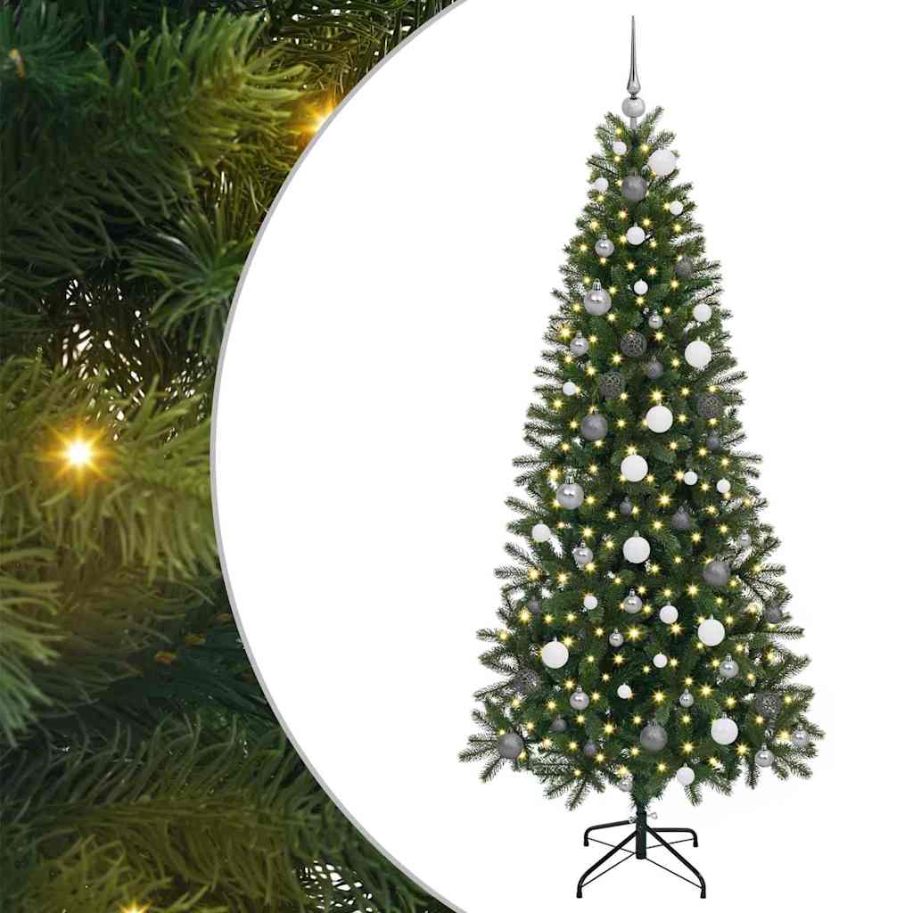 Mű karácsonyfa 300 LED-del állvánnyal Zöld 210 cm PE és PVC