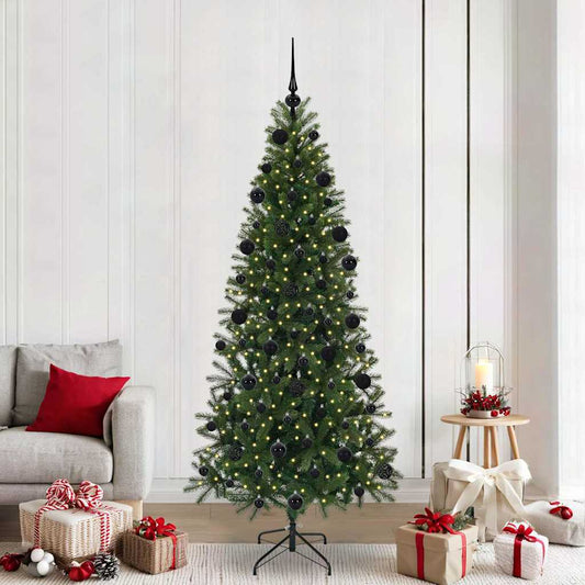 Mű karácsonyfa 300 LED-del állvánnyal Zöld 210 cm PE és PVC