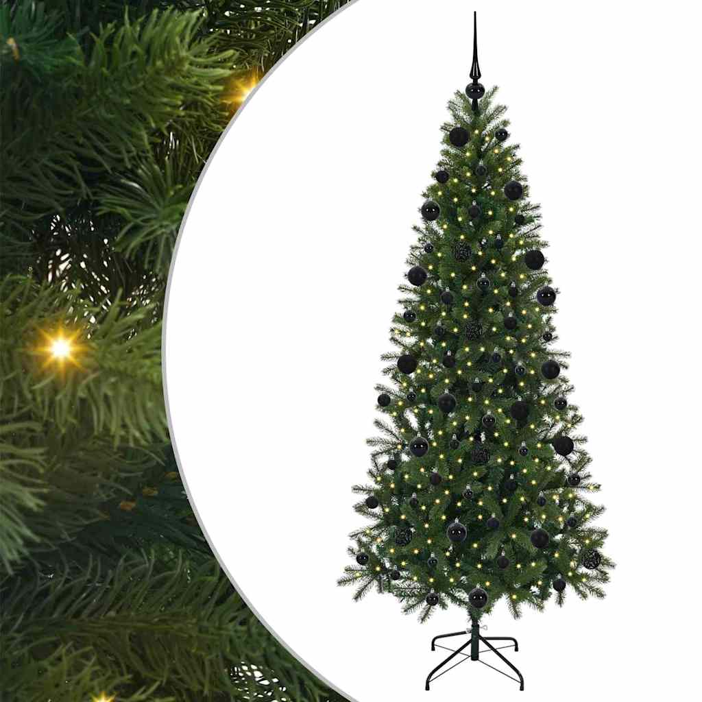 Mű karácsonyfa 300 LED-del állvánnyal Zöld 210 cm PE és PVC