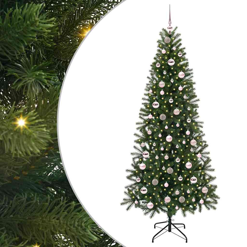 Mű karácsonyfa 300 LED-del állvánnyal Zöld 210 cm PE és PVC