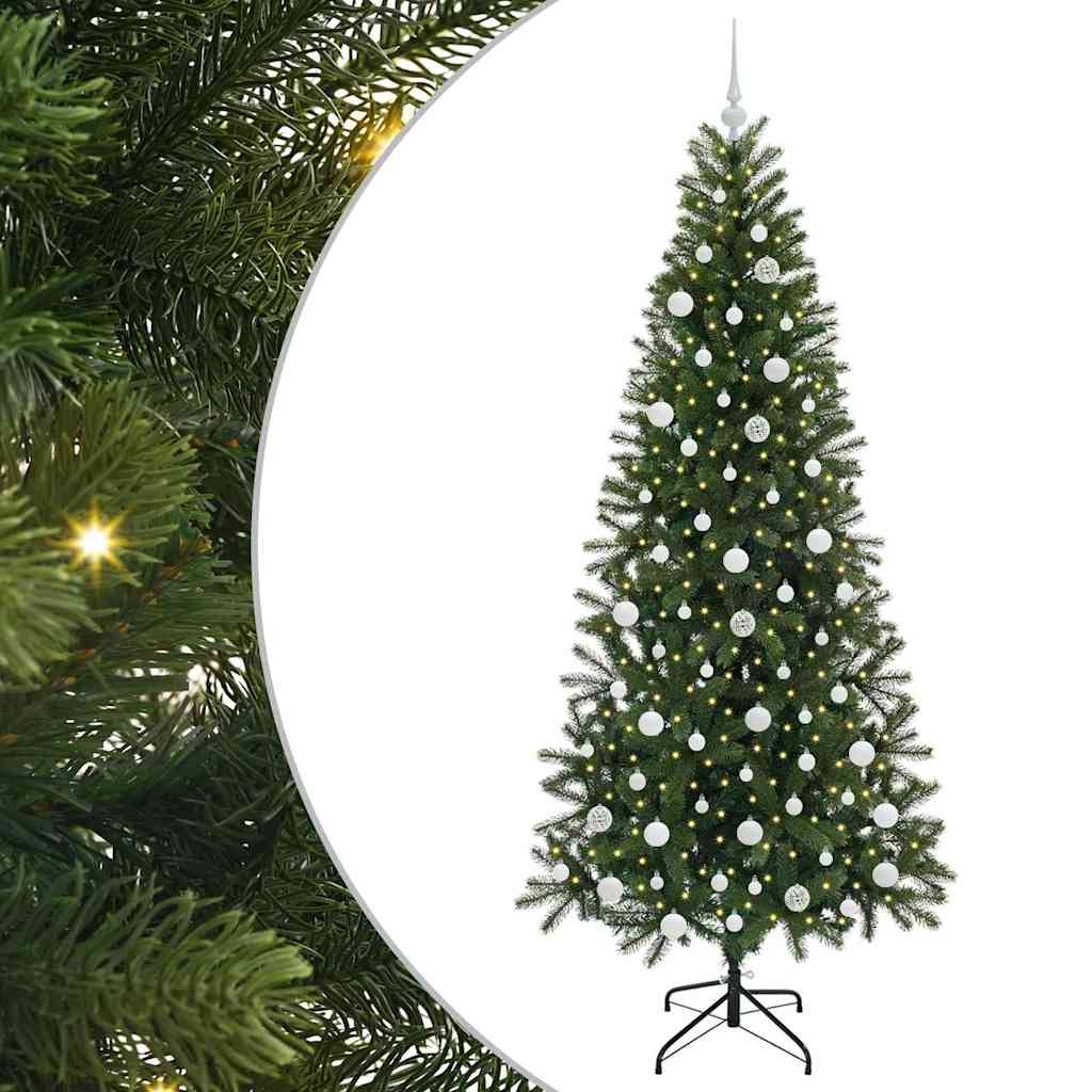 Mű karácsonyfa 300 LED-del állvánnyal Zöld 210 cm PE és PVC