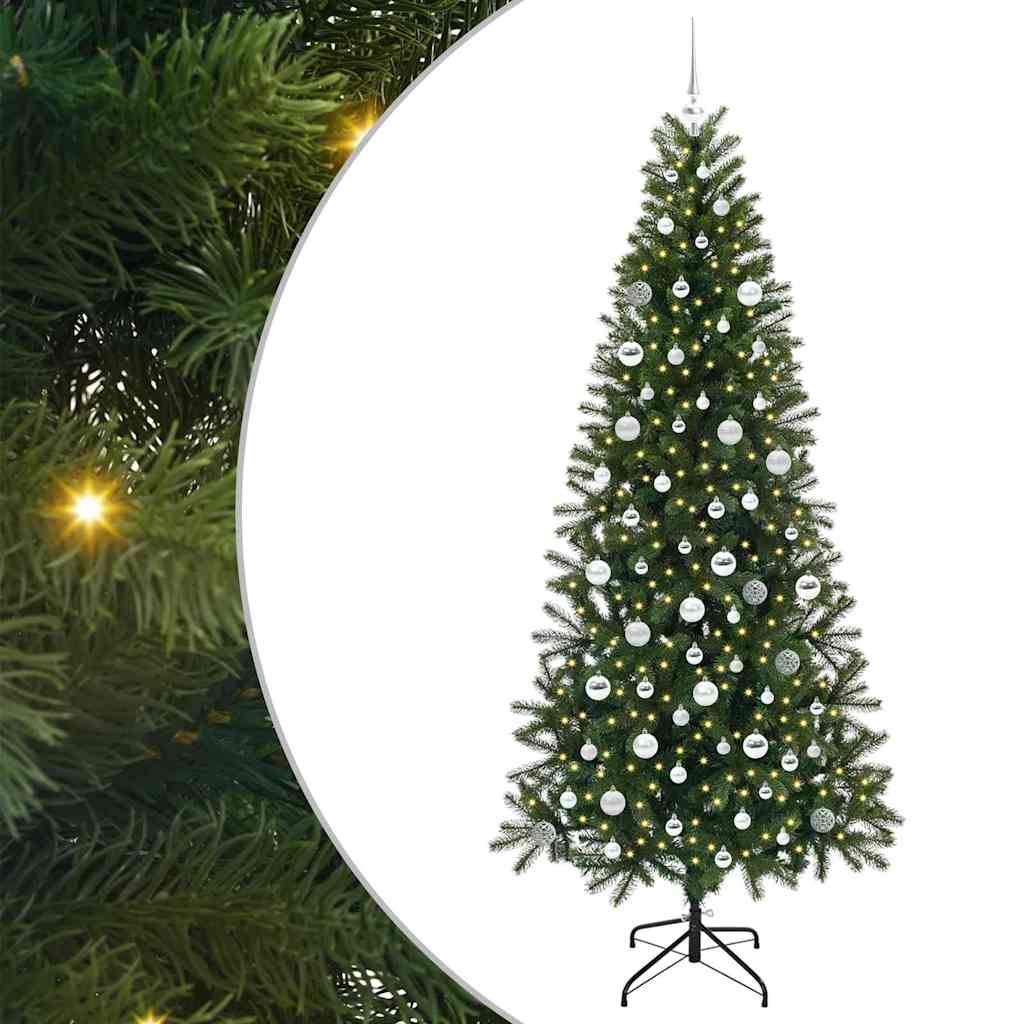 Mű karácsonyfa 300 LED-del állvánnyal Zöld 210 cm PE és PVC