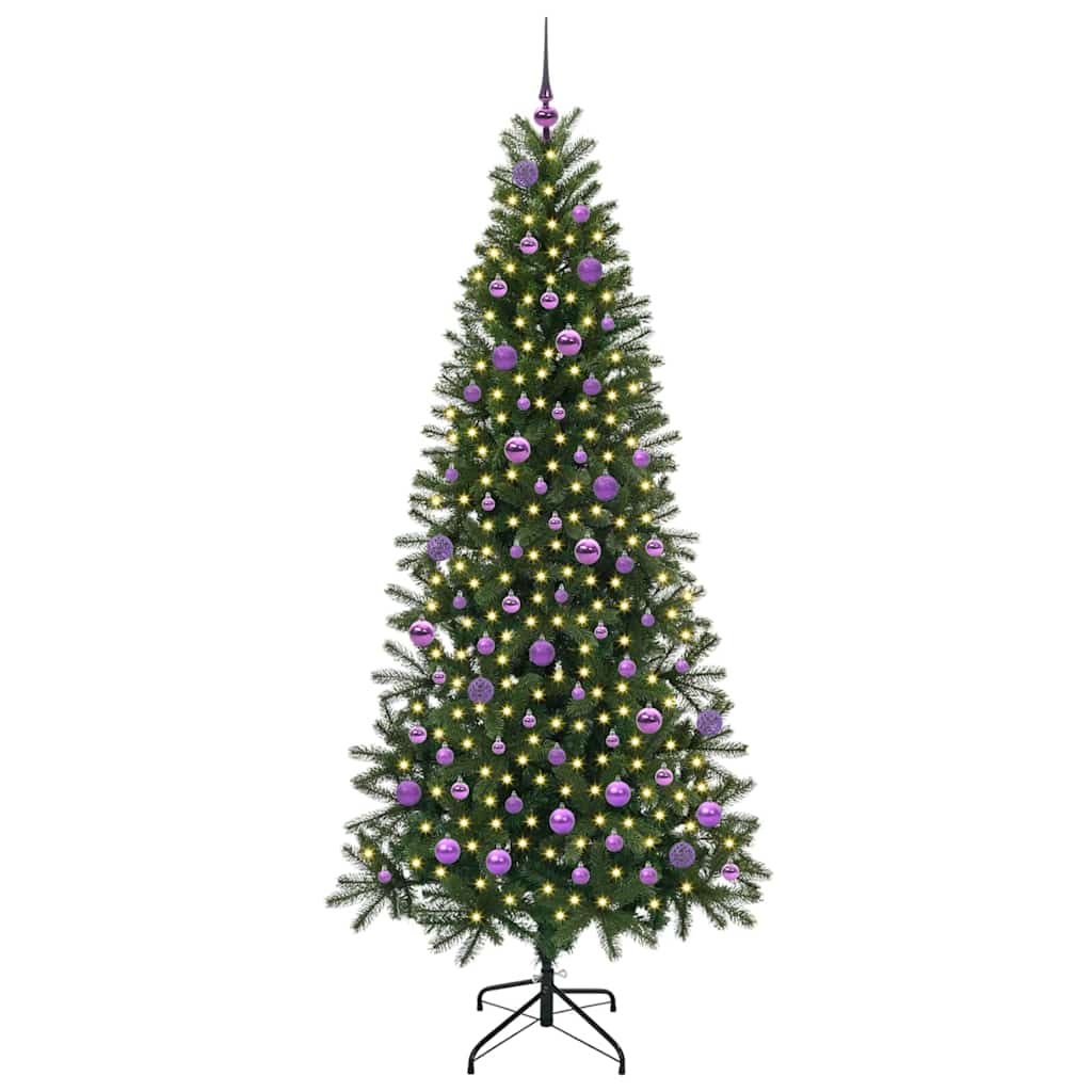 Mű karácsonyfa 300 LED-del állvánnyal Zöld 210 cm PE és PVC