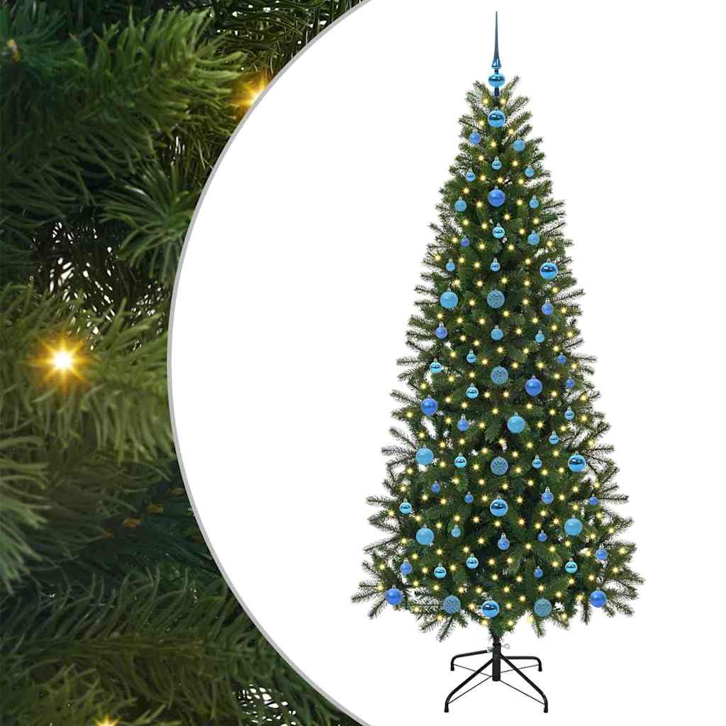 Mű karácsonyfa 300 LED-del állvánnyal Zöld 210 cm PE és PVC