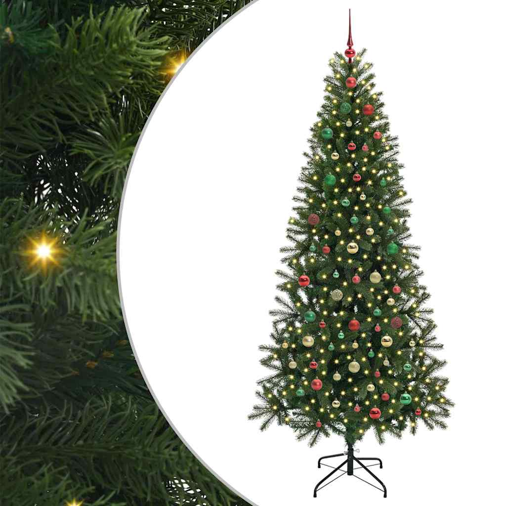 Mű karácsonyfa 300 LED-del állvánnyal Zöld 210 cm PE és PVC