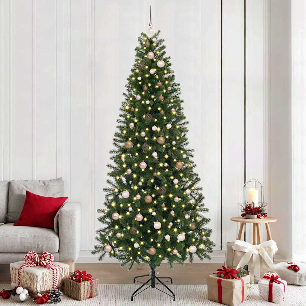 Mű karácsonyfa 300 LED-del állvánnyal Zöld 240 cm PE és PVC