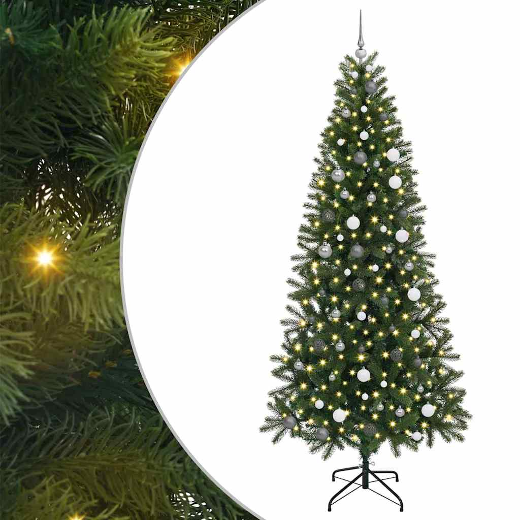Mű karácsonyfa 300 LED-del állvánnyal Zöld 240 cm PE és PVC