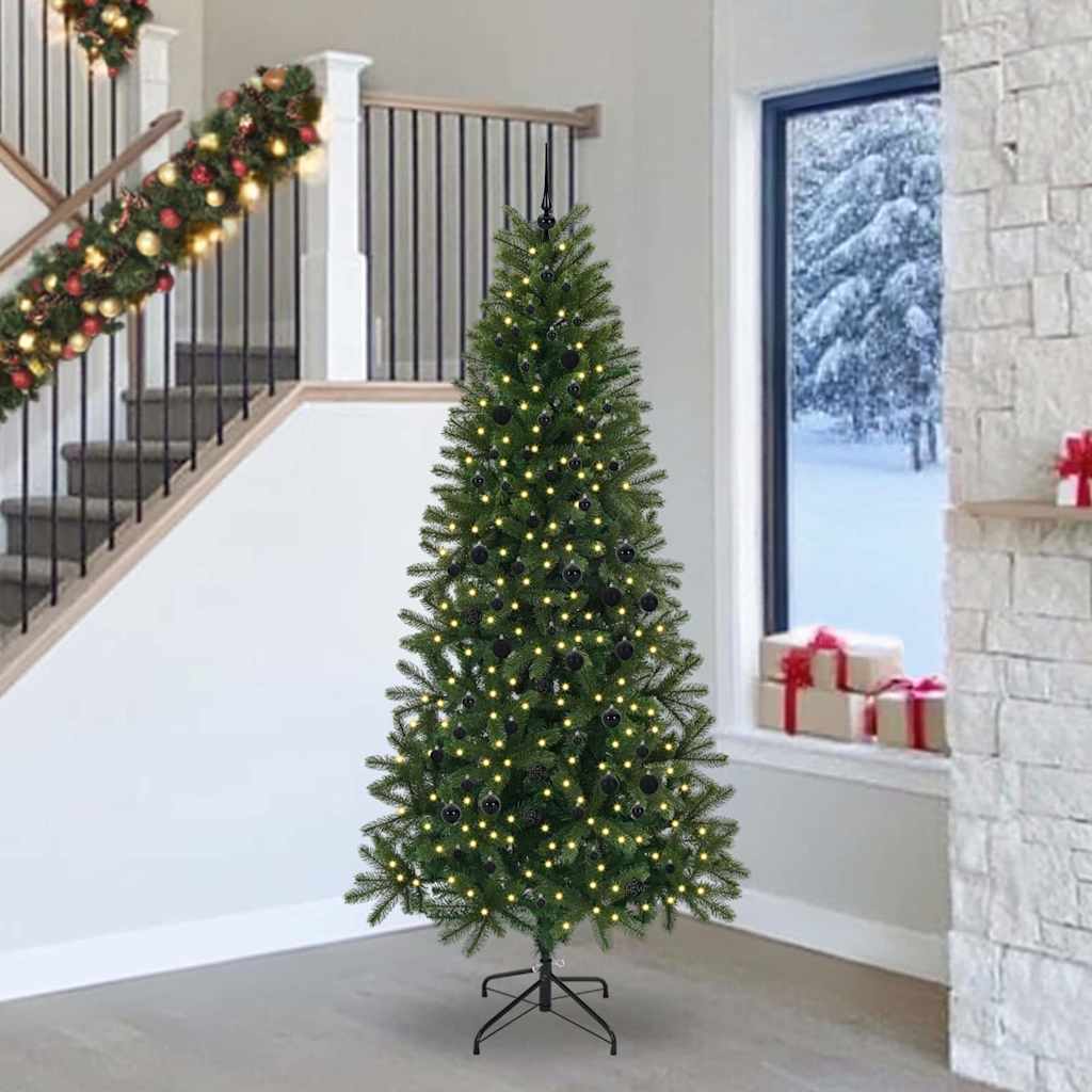 Mű karácsonyfa 300 LED-del állvánnyal Zöld 240 cm PE és PVC