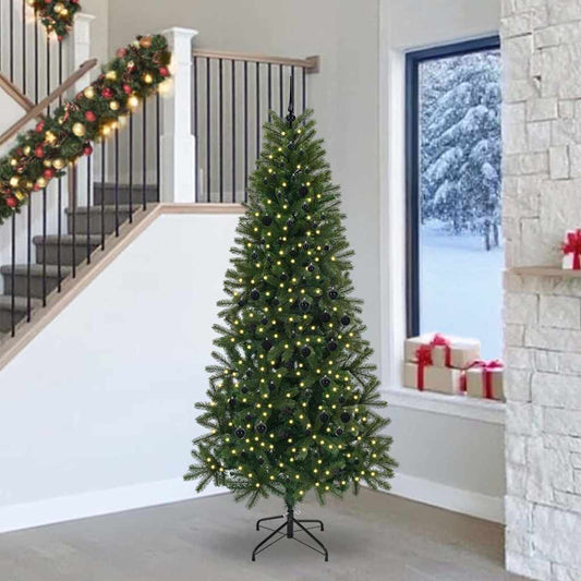 Mű karácsonyfa 300 LED-del állvánnyal Zöld 240 cm PE és PVC