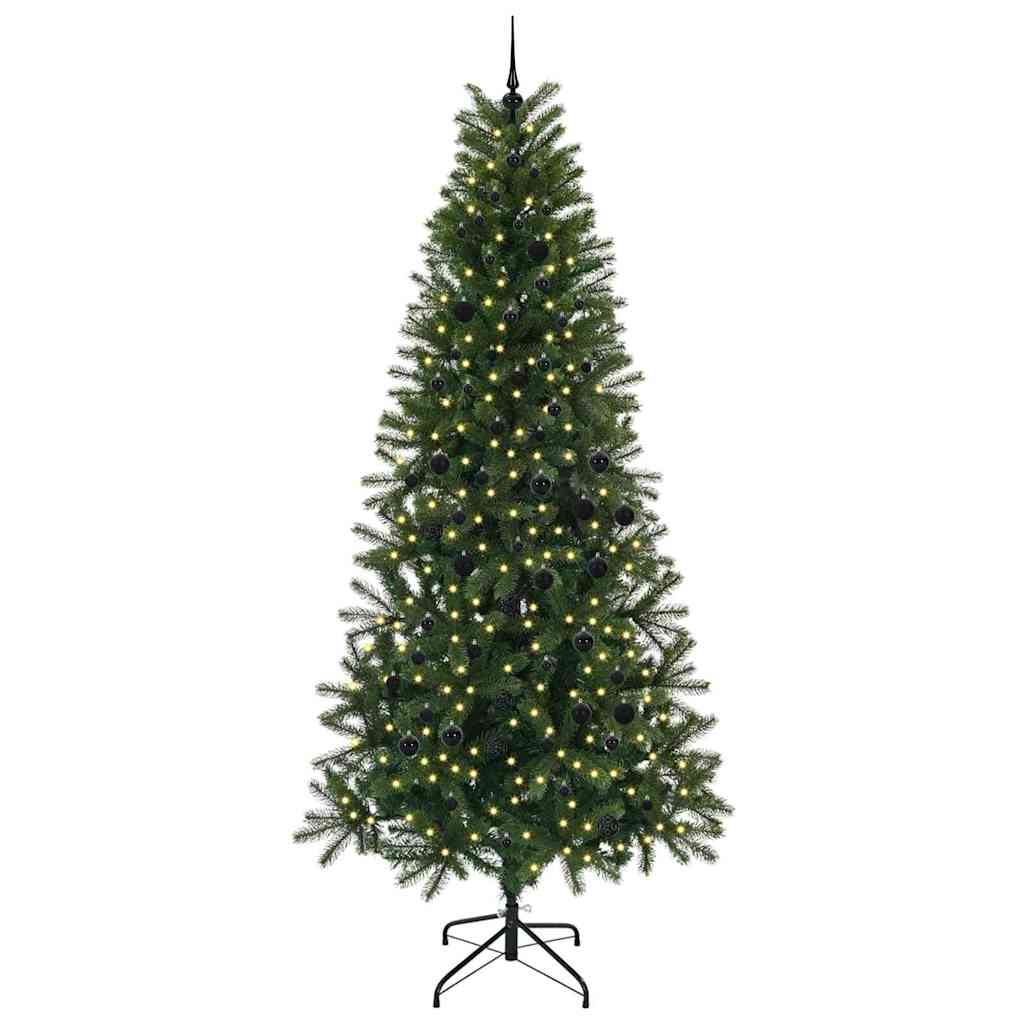 Mű karácsonyfa 300 LED-del állvánnyal Zöld 240 cm PE és PVC