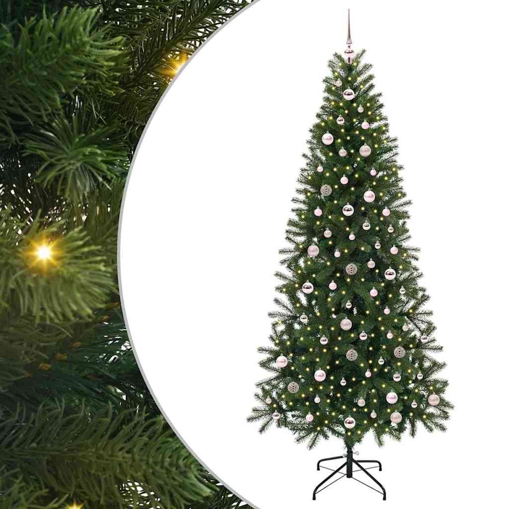 Mű karácsonyfa 300 LED-del állvánnyal Zöld 240 cm PE és PVC