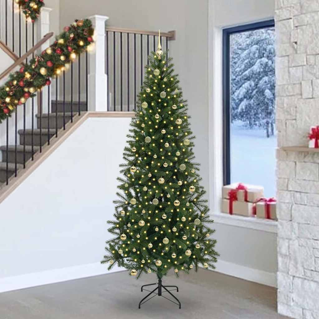 Mű karácsonyfa 300 LED-del állvánnyal Zöld 240 cm PE és PVC