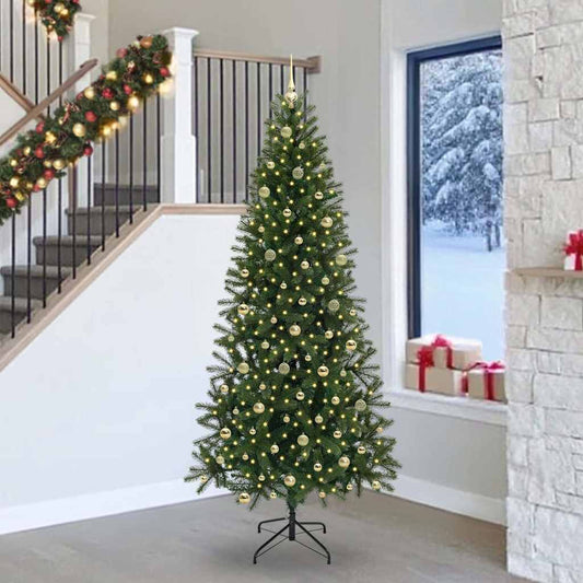 Mű karácsonyfa 300 LED-del állvánnyal Zöld 240 cm PE és PVC