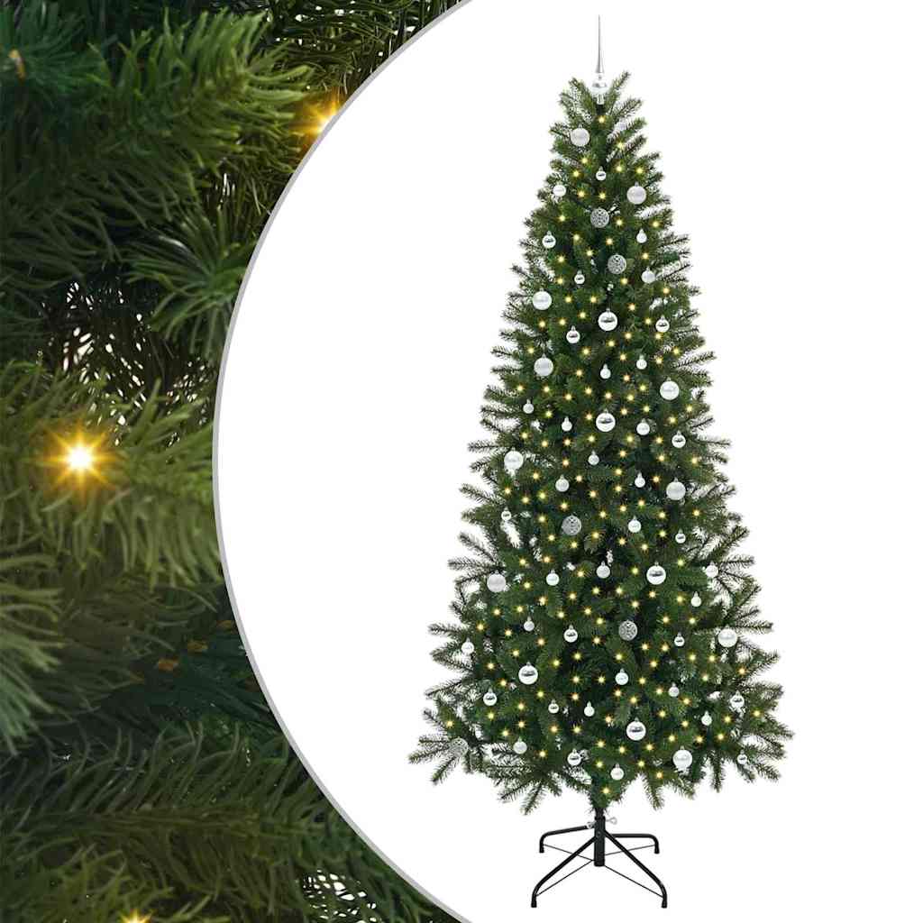 Mű karácsonyfa 300 LED-del állvánnyal Zöld 240 cm PE és PVC