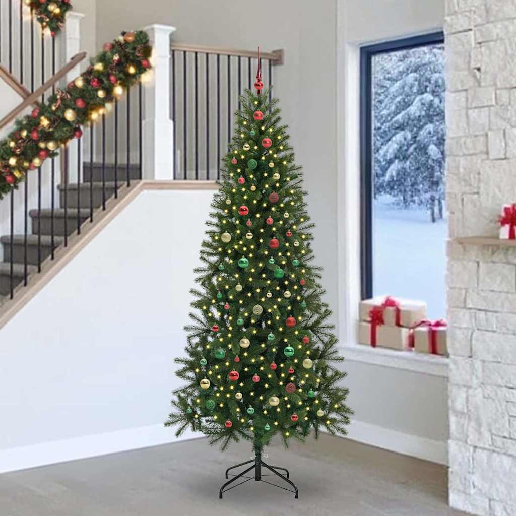 Mű karácsonyfa 300 LED-del állvánnyal Zöld 240 cm PE és PVC