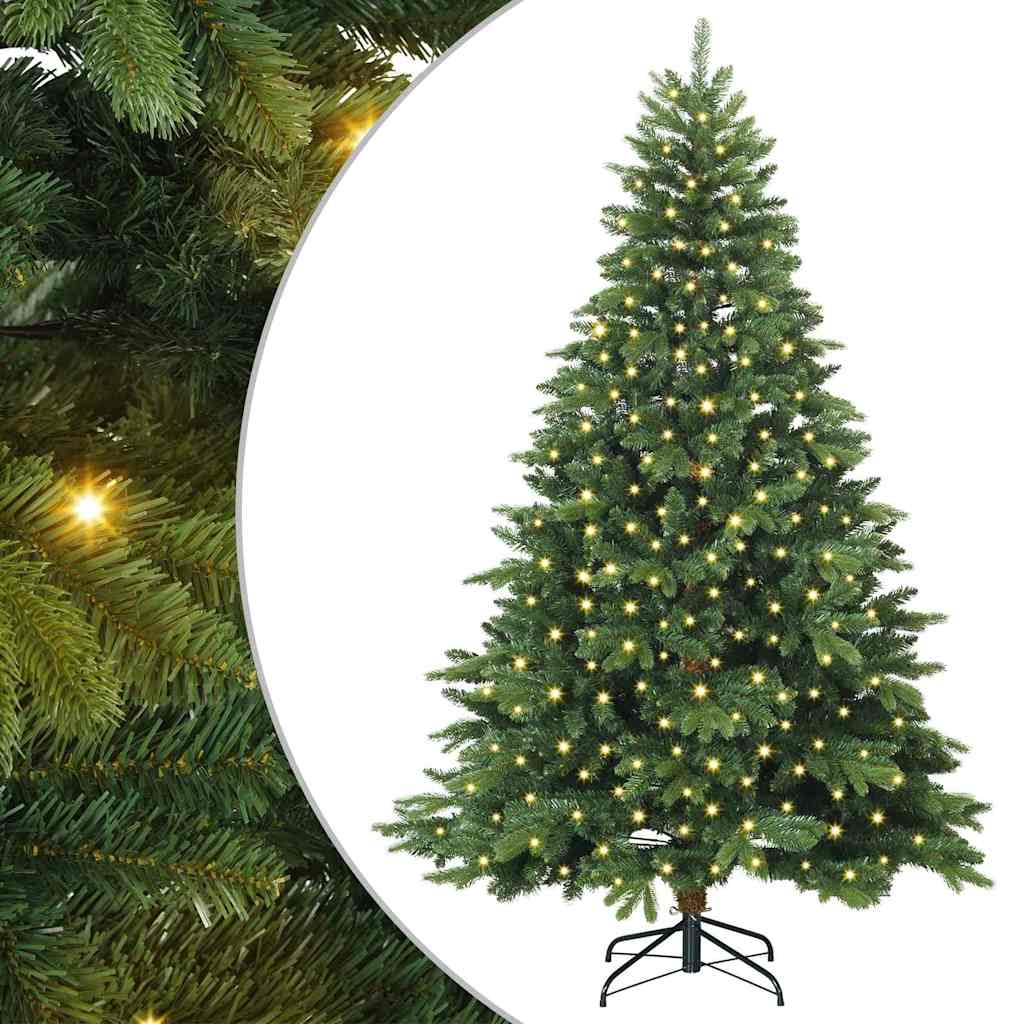 Mű karácsonyfa 300 LED-del állvánnyal Zöld 210 cm PE és PVC