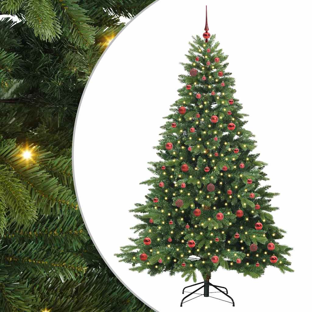 Mű karácsonyfa 300 LED-del állvánnyal Zöld 210 cm PE és PVC
