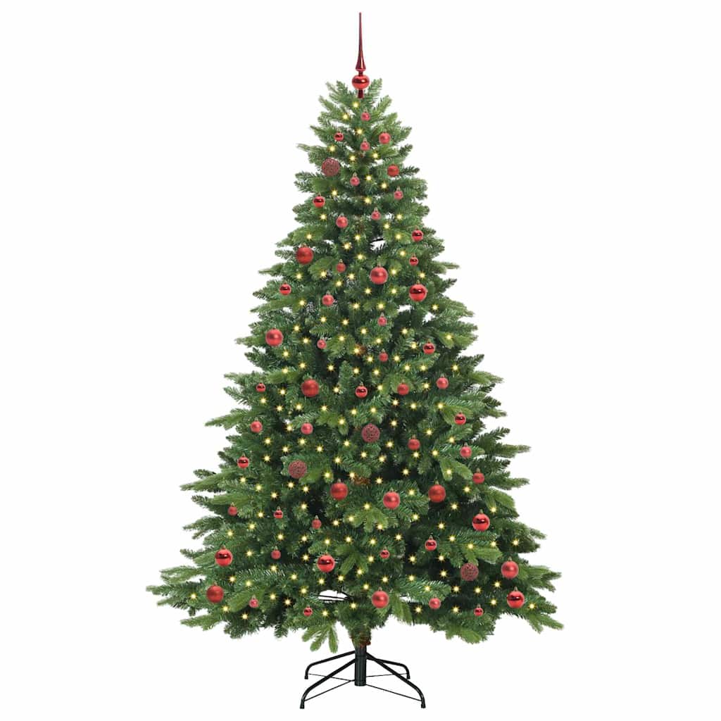 Mű karácsonyfa 300 LED-del állvánnyal Zöld 210 cm PE és PVC