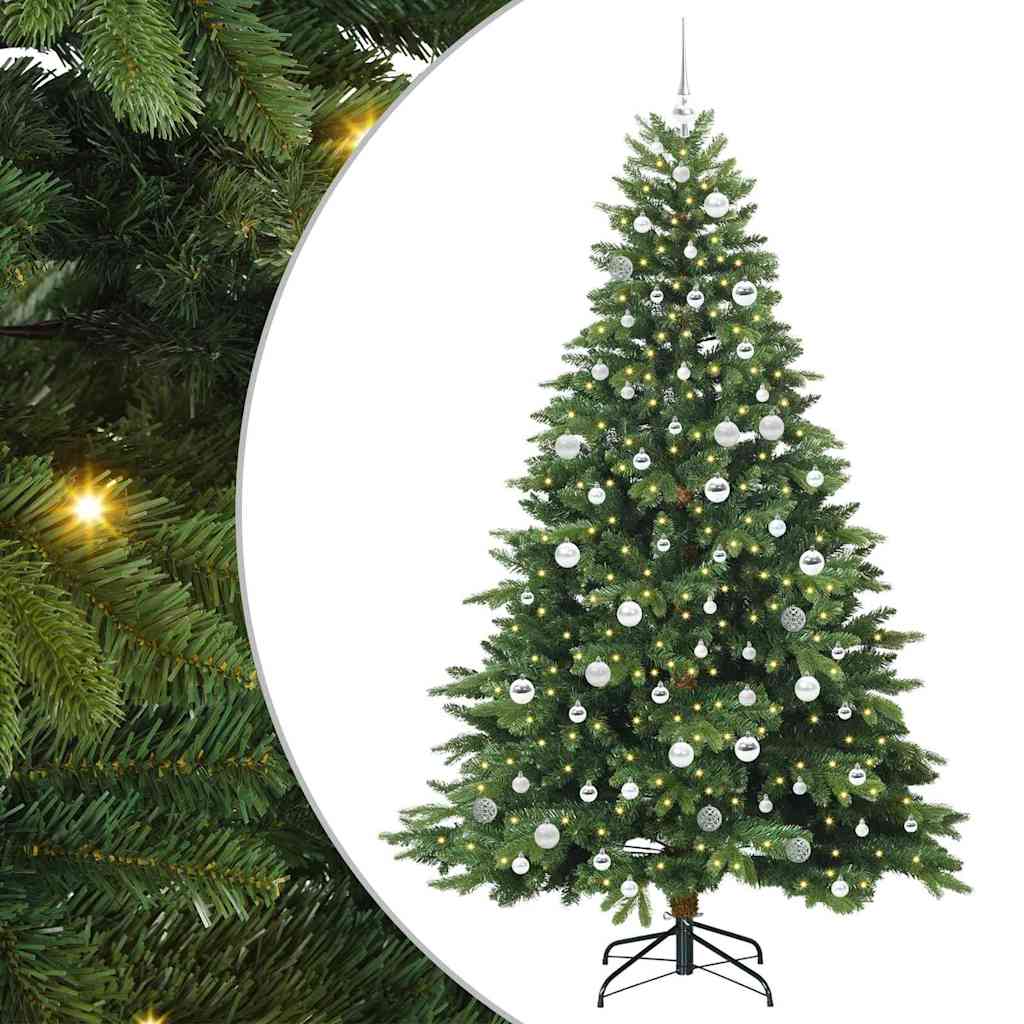 Mű karácsonyfa 300 LED-del állvánnyal Zöld 210 cm PE és PVC