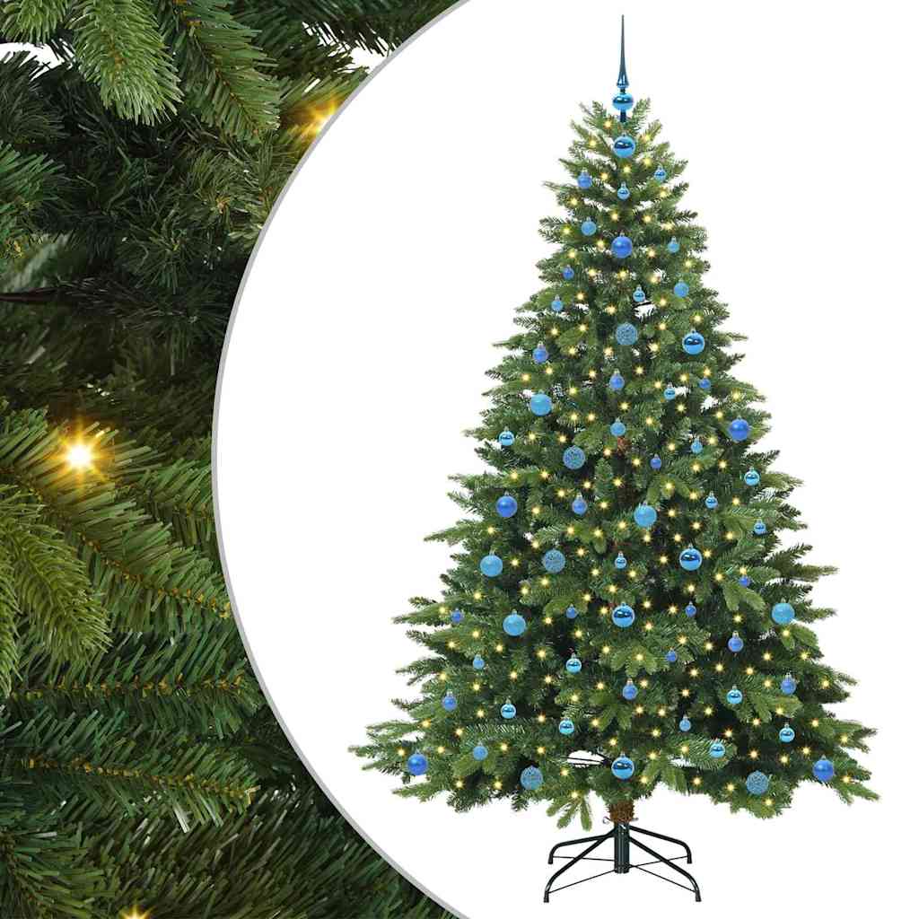 Mű karácsonyfa 300 LED-del állvánnyal Zöld 210 cm PE és PVC