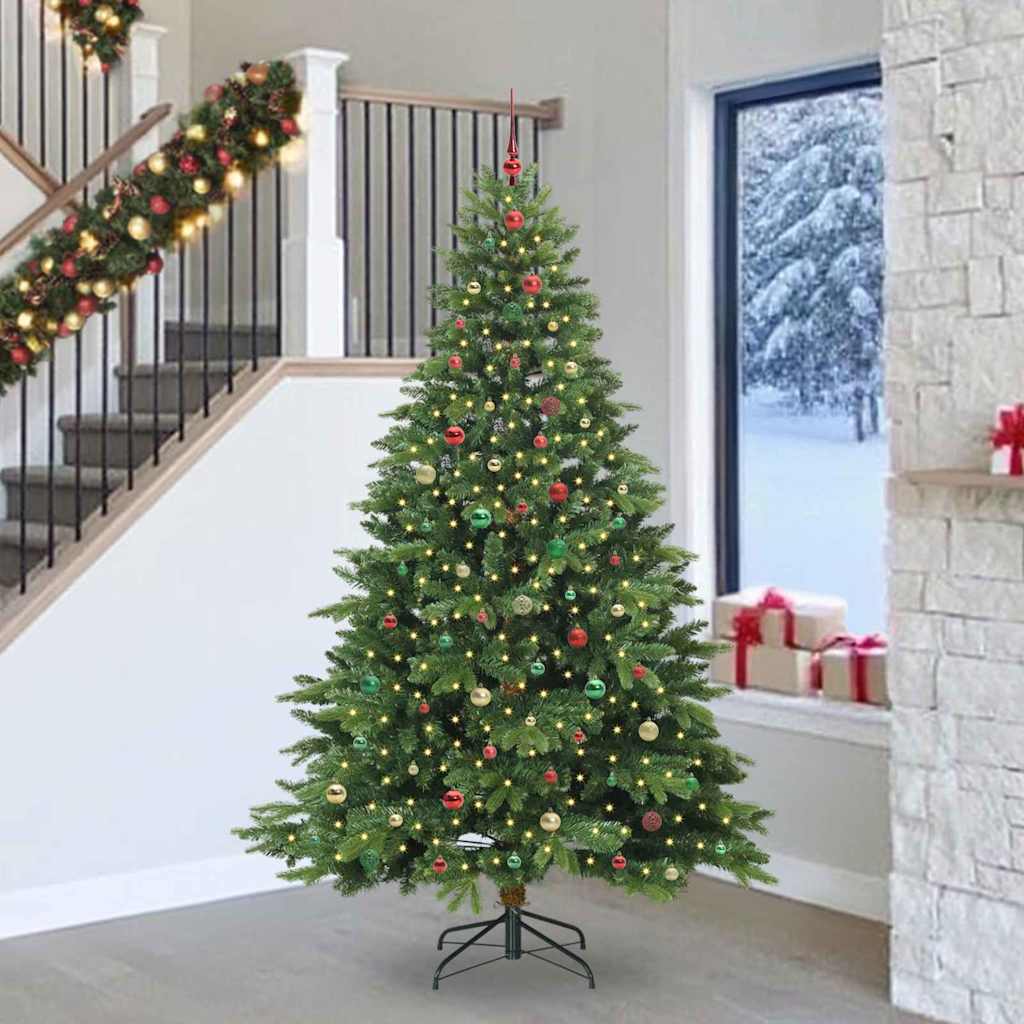 Mű karácsonyfa 300 LED-del állvánnyal Zöld 240 cm PE és PVC