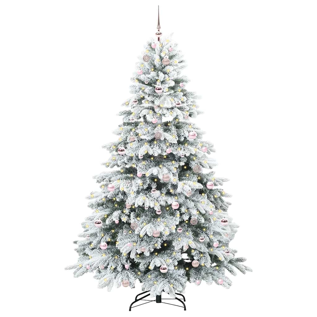 Mű karácsonyfa 300 LED-del állvánnyal Zöld 210 cm PE és PVC
