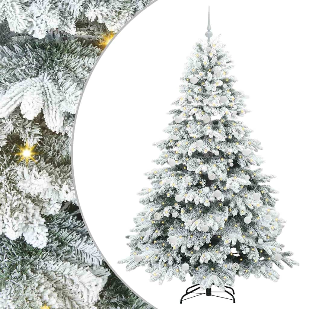 Mű karácsonyfa 300 LED-del állvánnyal Zöld 210 cm PE és PVC
